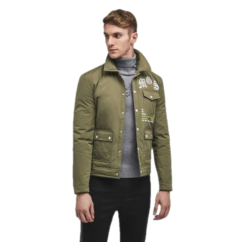 Blouson en duvet de canard blanc pour homme, coupe courte et Slim, col montant, vêtement chaud d\'extérieur, collection hiver 2021