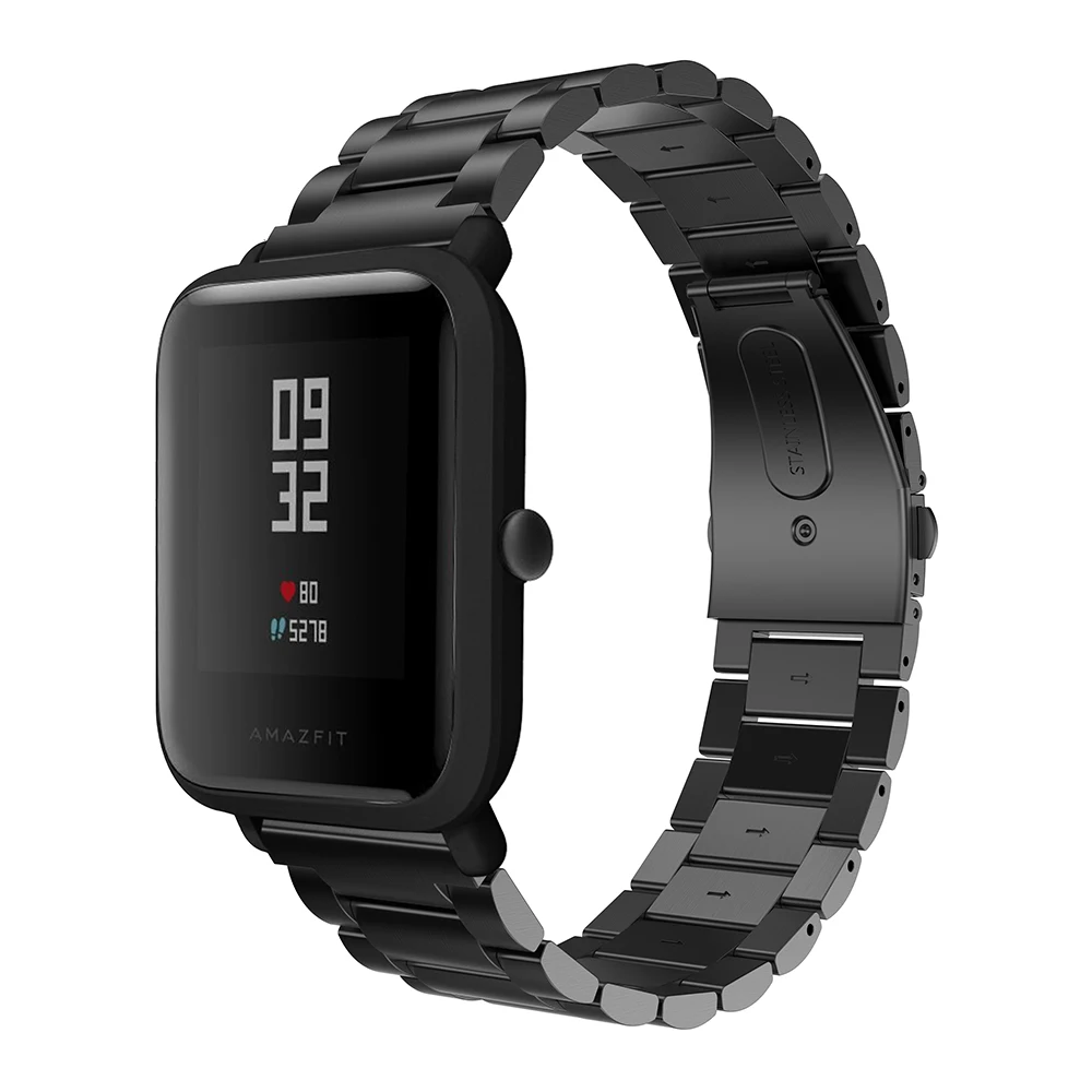 Correa de acero inoxidable para reloj inteligente Xiaomi Huami Amazfit Bip Youth, correa de 20mm para reloj inteligente Huami Bip BIT Lite