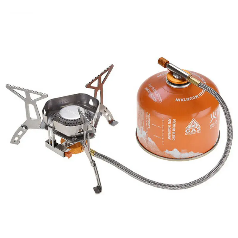 พับวงเล็บที่แข็งแกร่ง 3500W ขนาดเล็กแบบพกพา Windproof Camping เตาแก๊ส MINI กลางแจ้งทําอาหาร Burner