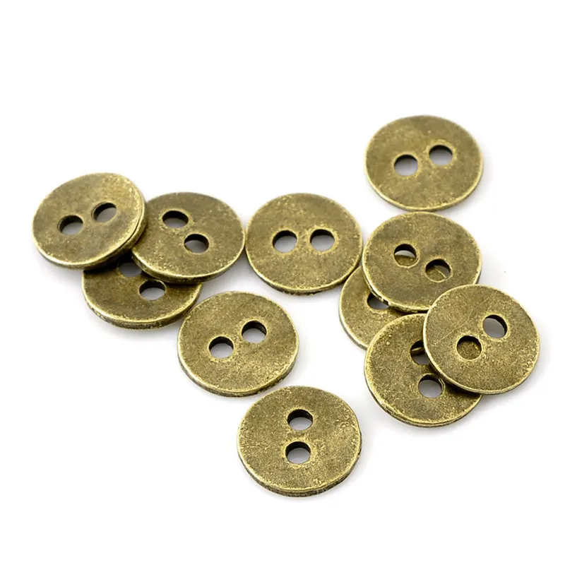 100 PCs Antique Bronze 2 Holes Sewing Metal Buttons For Handmade Garment Bag DIY Scrapbooking Accessories 11 mm(3/8