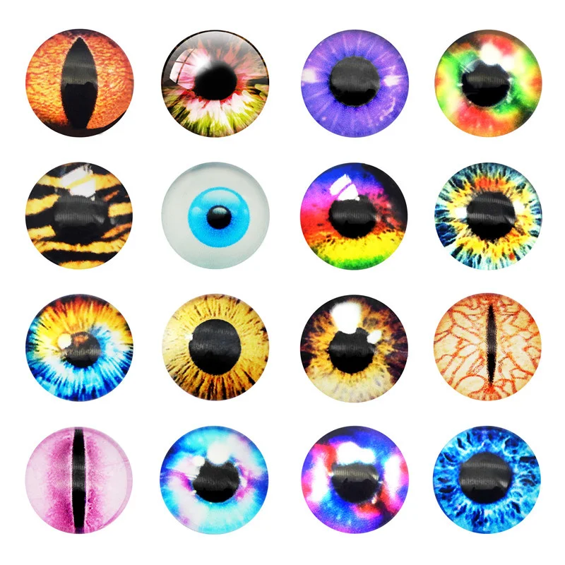 10-50PCS Glass Demon Dragon Eyes Cabochons Round 6-30mm Animal Cat Eye Mix Pupil Cameo For Craft DIY Jewelry Making Accessory