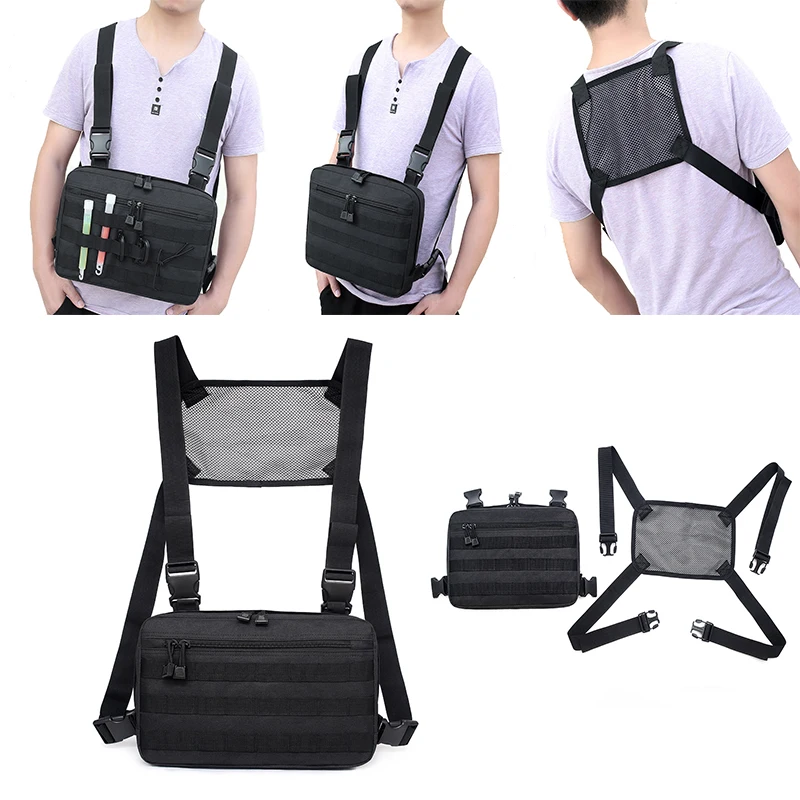 Tactical Military Chest Bag Molle Multi-Functional Combat Front Vest Backpack Outdoor Hunting Hiking Tool Pouch Detachable Strap