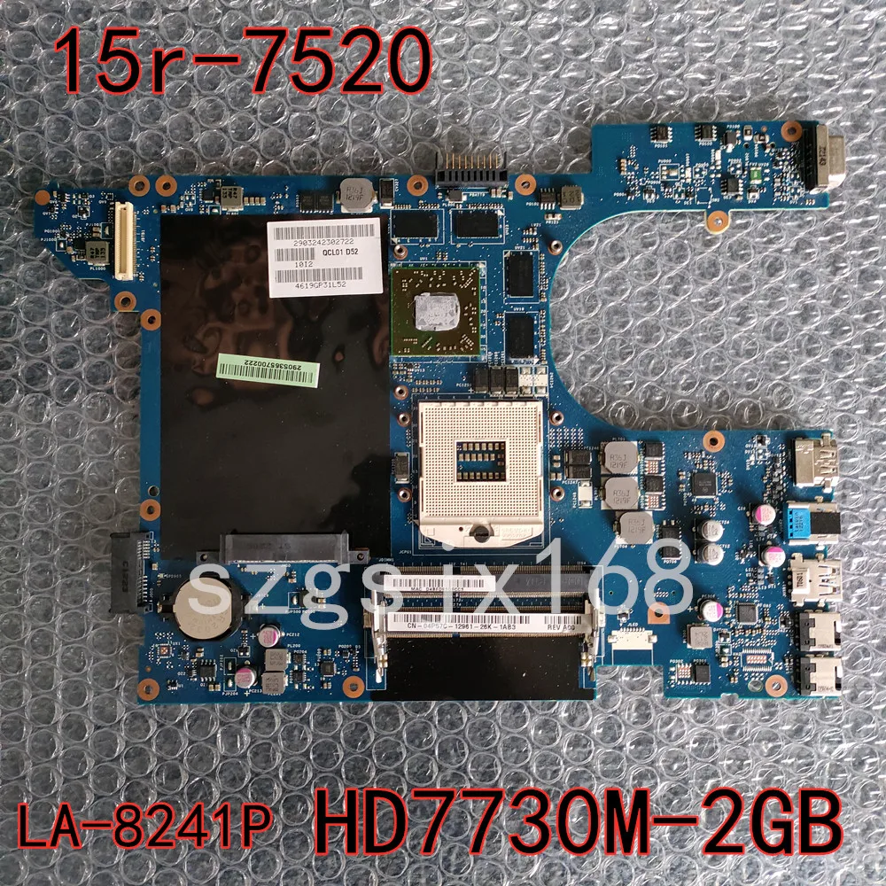 qcl00 LA-8241P Original motherboard  for Dell Inspiron15R   7520 laptop motherboard GPU hd 7730m 2GB