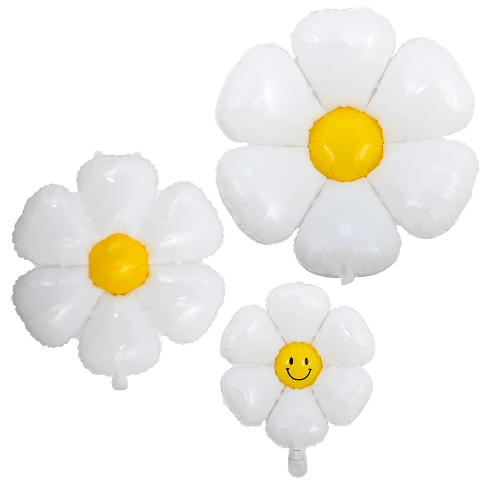 Daisy sunflower white aluminum Balloons Gender Reveal Birthday wedding Valentine's Day Easter BabyShower Decorations Globos