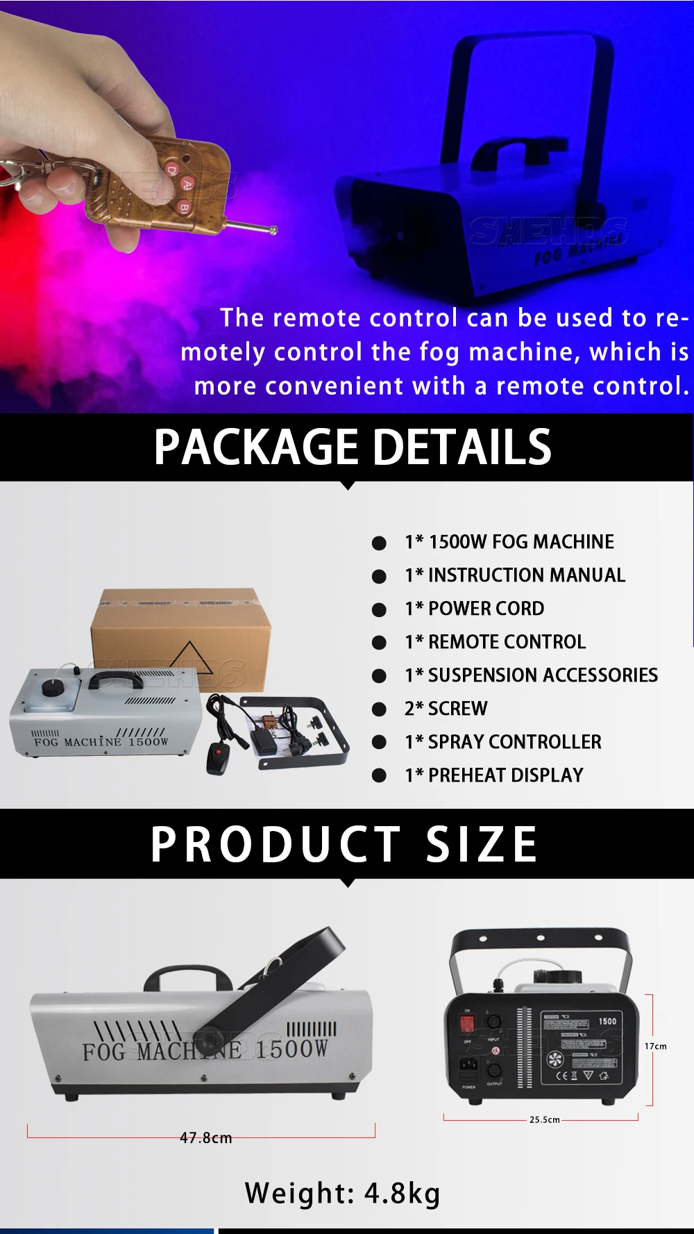 1500W DMX Nebel Maschine Drahtlose Fernbedienung Fogger Für Party DJ Disco Hochzeit Konzert DMX512 Nebel Maschine – Detail 10