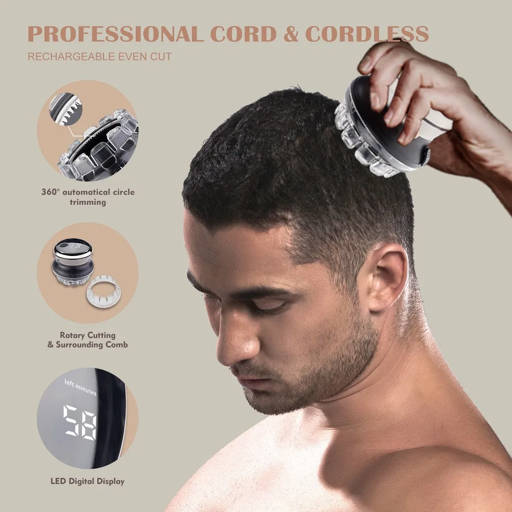 Wahfox fácil cortar a tosquiadeira de cabelo e aparador para o homem mesmo corte sem fio kit corte de cabelo rotativo