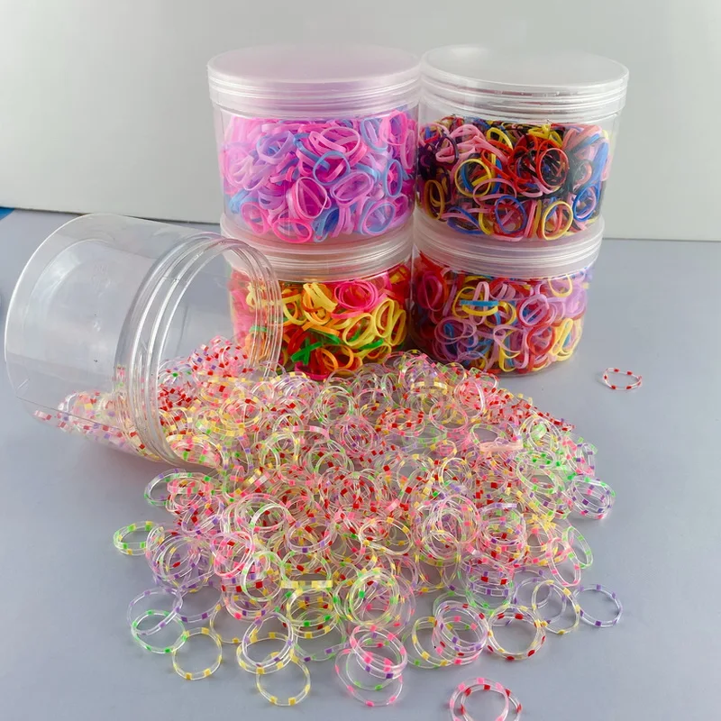 800pcs/pack Colored Dots Disposable Silicone Rubber Bands For Baby Girl Small hair Tie Gum Ponytail Kid Elastic Scrunchies Set