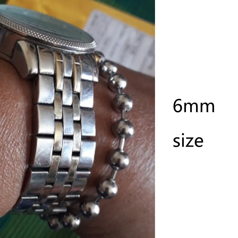 Stainless Steel Bead Chain big Ball punk Siver Color Large 6mm / 8mm Ball CHAIN Bead Ball Bracelet Women Girl Bracelet