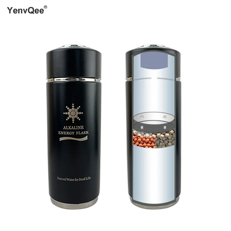 YenvQee 380ML Stainless Steel Protable Quantum Alkaline Water Bottle Flask Bottle Electrolytic Energy Cup