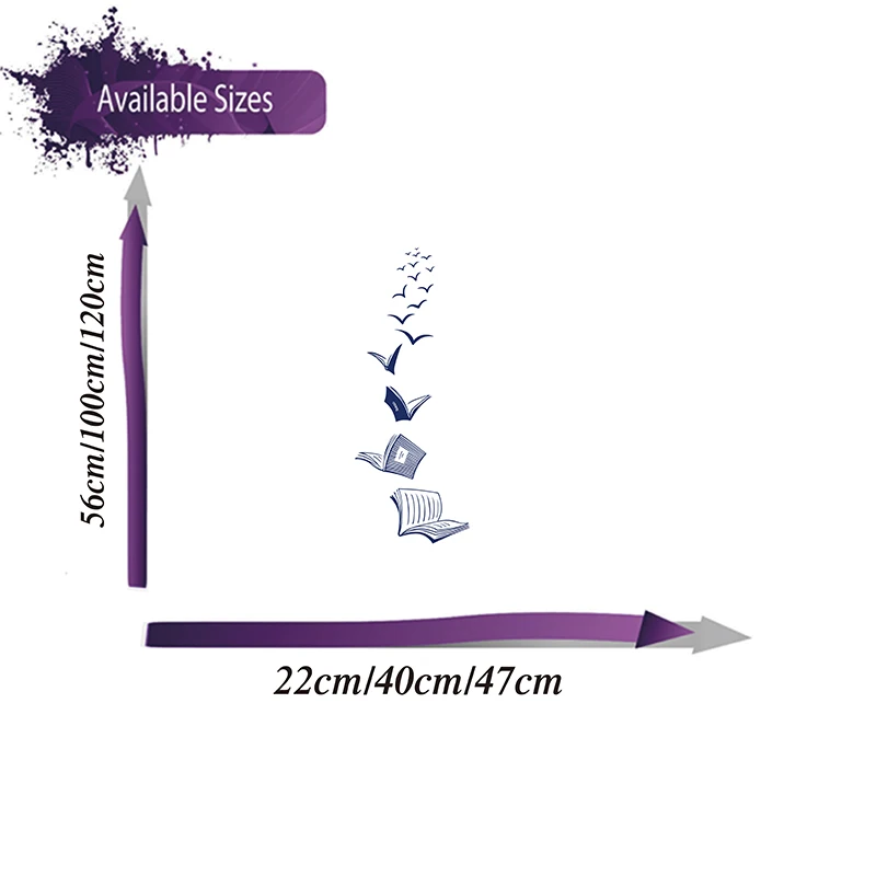 كتاب مفتوح يطير الطيور الجدار ملصق مكتبة الفصول الدراسية قراءة كتاب دراسة الحيوان جدار ملصق مائي غرفة نوم المدرسة الفينيل ديكور المنزل