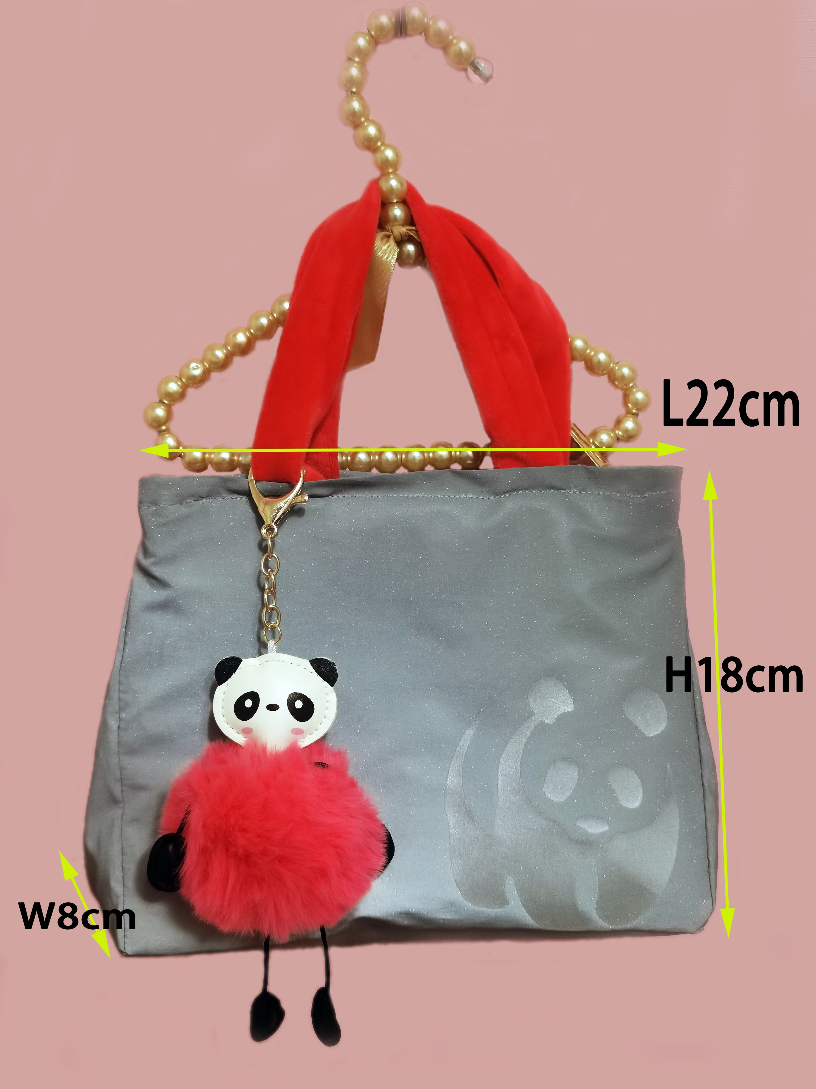 Reflective Handbag Grey  New Fashion Waterproof With Panda Printing Bag For Night Walking Travel Custom Logo