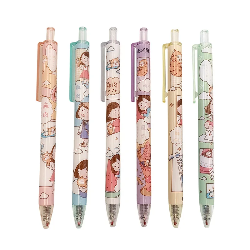 36pcs Hemp Ball Press Neutral Pen Ins Creative Cute Cartoon Press Signature Pen Black Water Pen Student Stationery  Gel Pens