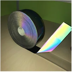 5/2.5/0.5CM HTP Reflective Heat Transfer Vinyl Colorful Strip Night Fluorescent Rainbow Protective Warning Tape