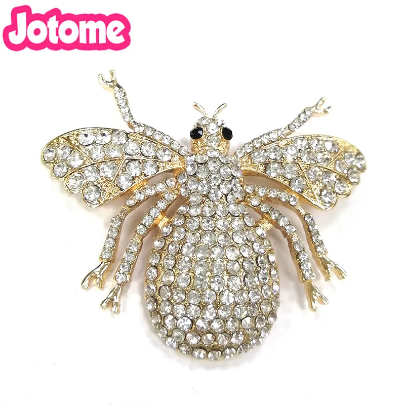 50pcs 55*65mm Silver and gold tone Womens crystal Grey Beetle Bee Bumblebee brooch pin