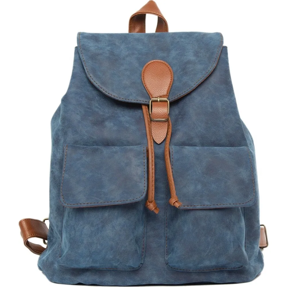 Women's Backpack, Maviı Double Pocket Clamshell Arched Back Bag, Blue Backpack special Design Women Backpack