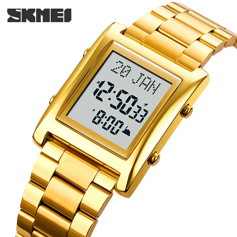 

​​SKMEI Muslim Digital Watch for Prayer Qibla Compass Hijri Calendar Quran Bookmark City Backlight Men Azan Watches Islamic