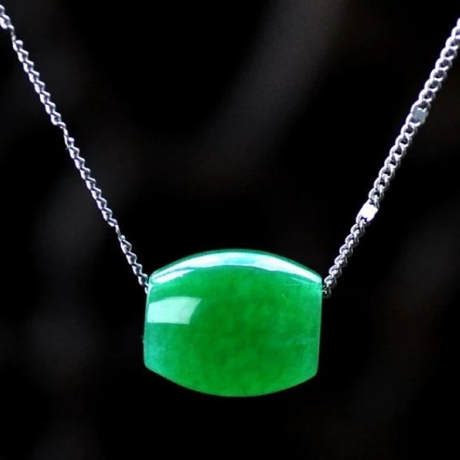 

Natural 925 Silver Inlay Malay green Jade Pendant Emerald Pendants Necklace free for ChainFortune Bead Pendant