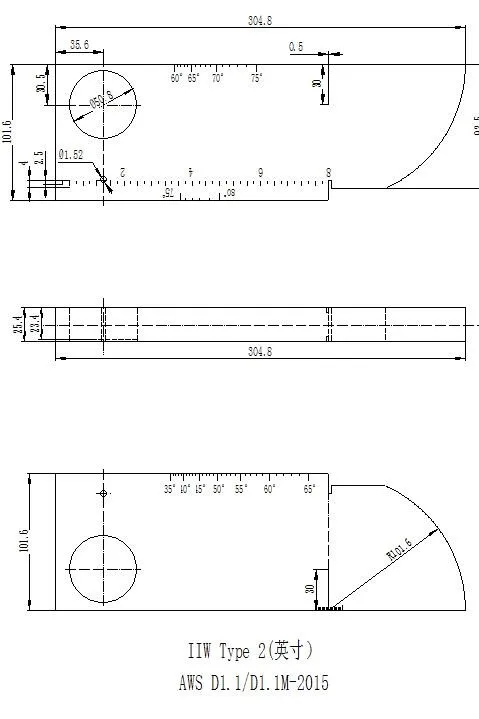 Imagem -03 - Bloco de Teste de Aço do Bloco D1.1m2023 da Calibração de Aws D1.1 1018 de Ndt Iiw para o Detector Ultrassônico da Falha
