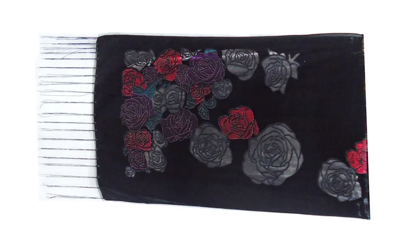 High Quality Black Velvet Rose Shawl Winter Scarf Thicking Warm Vintage Burnout Women Accessory Wedding Ponchos Wrap
