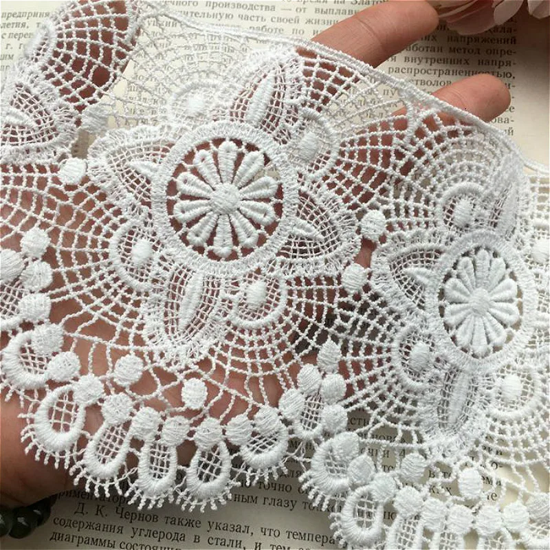 Soft Beige Water Soluble Embroidery Eyelash Lace Fabric Diy Handmade Dress Wedding Accessories Skirt Mosaic Material Dentelle