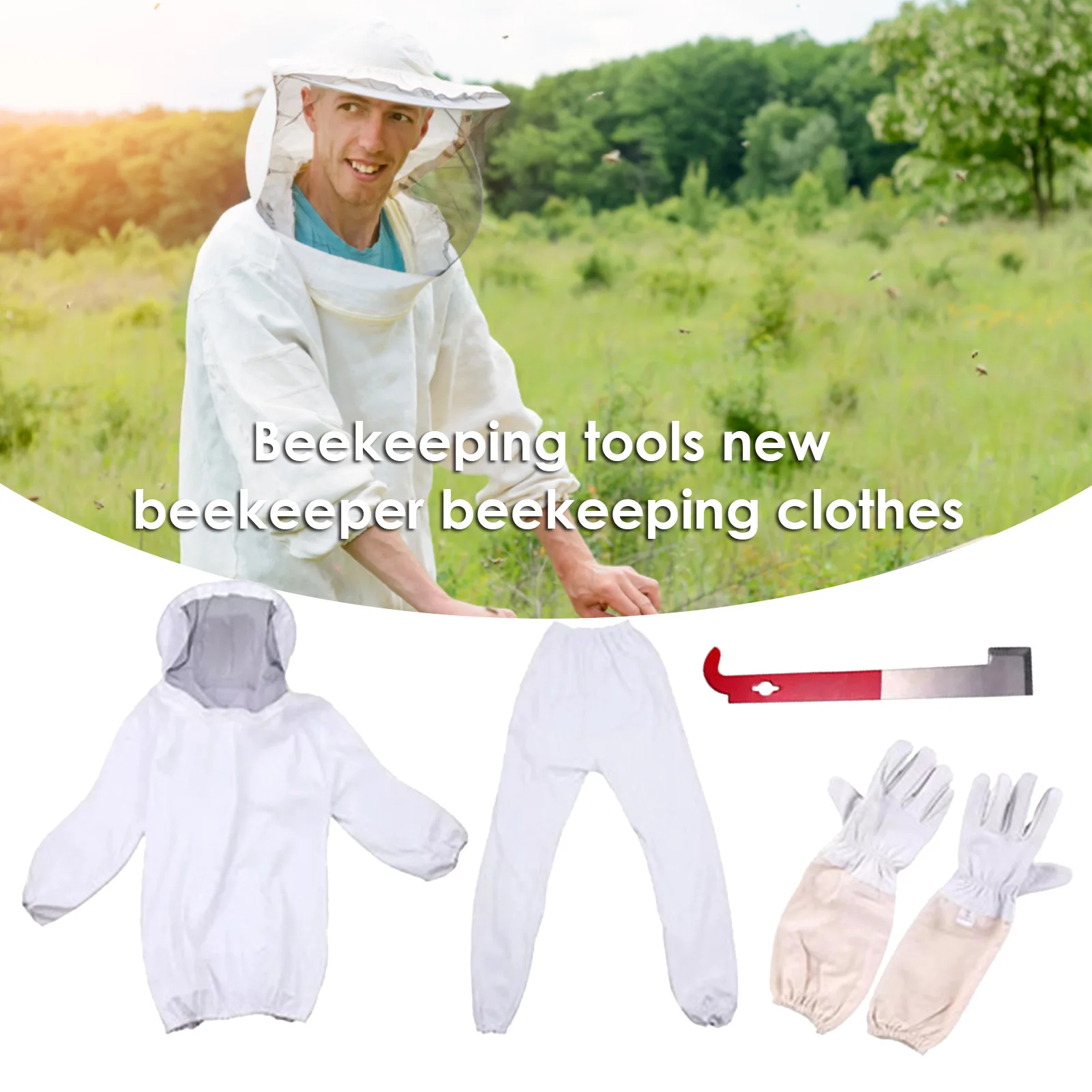 White Split Beekeeping Clothing Professional Bee Protection Beekeeping Suit With Gloves And Bee Hive Tool Beekeeping Calm