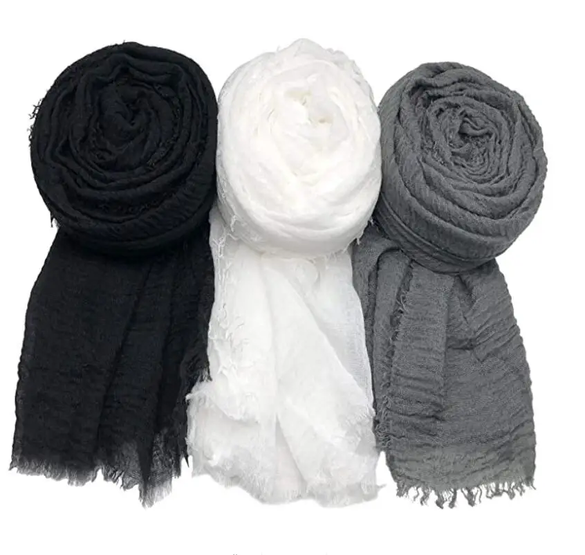 3 PCS Women Soft Scarf Shawl Long Scarf, Scarf and Wrap, Big Head Scarf (Black, White Dark, Gray)