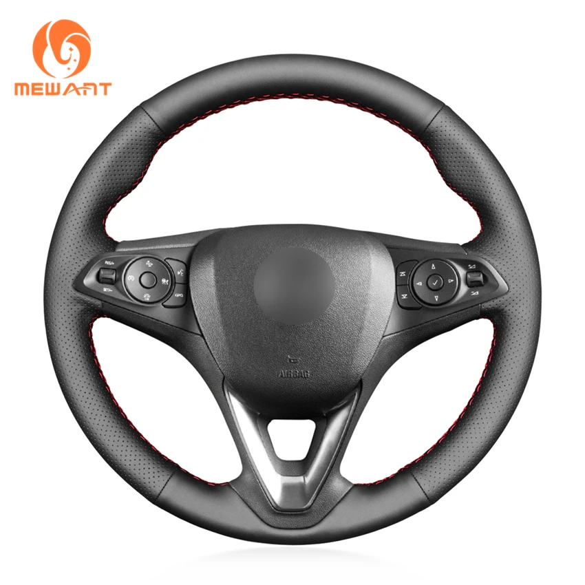 

MEWANT Black Artificial Leather Steering Wheel Cover for Opel Astra K Corsa E Crossland X Grandland X Insignia CT B Karl Zafira