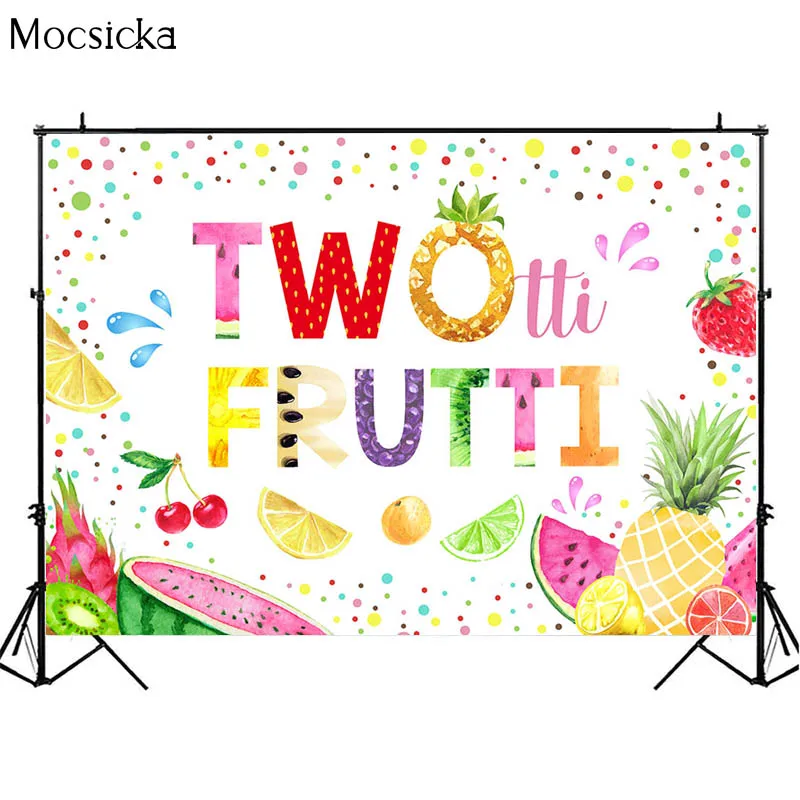 Twotti Frutti ฉากหลังสำหรับผลไม้เขตร้อนวันเกิดการถ่ายภาพพื้นหลังแตงโมสับปะรดฝักบัวอาบน้ำเด็ก Photo Studio