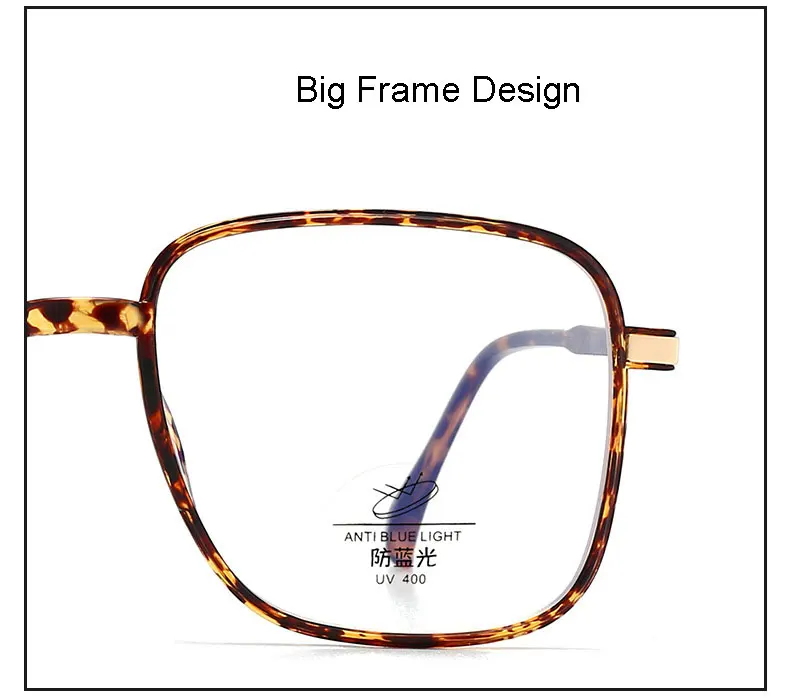 Kunststoff-Brillengestell, großes Rahmen-Design, Vollrandbrille mit Federscharnieren, Anti-Blue-Ray-Brille, Neuankömmling, Unisex – Detail 16