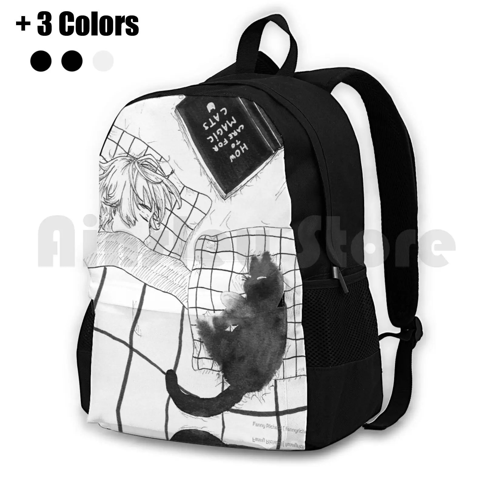 Cat Outdoor Hiking Backpack Waterproof Camping Travel Anime Anime Anime Anime Anime Anime Anime Manga Manga Witch Witch Wizard