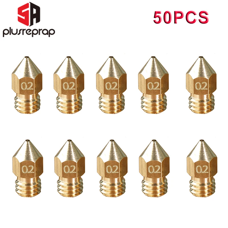 Wholesale 50PCS MK7 MK8 Nozzle Extruder Print Head 0.2MM 0.3MM 0.4MM 0.5MM Optional for 1.75MM Filament Ender-3 3D Printer