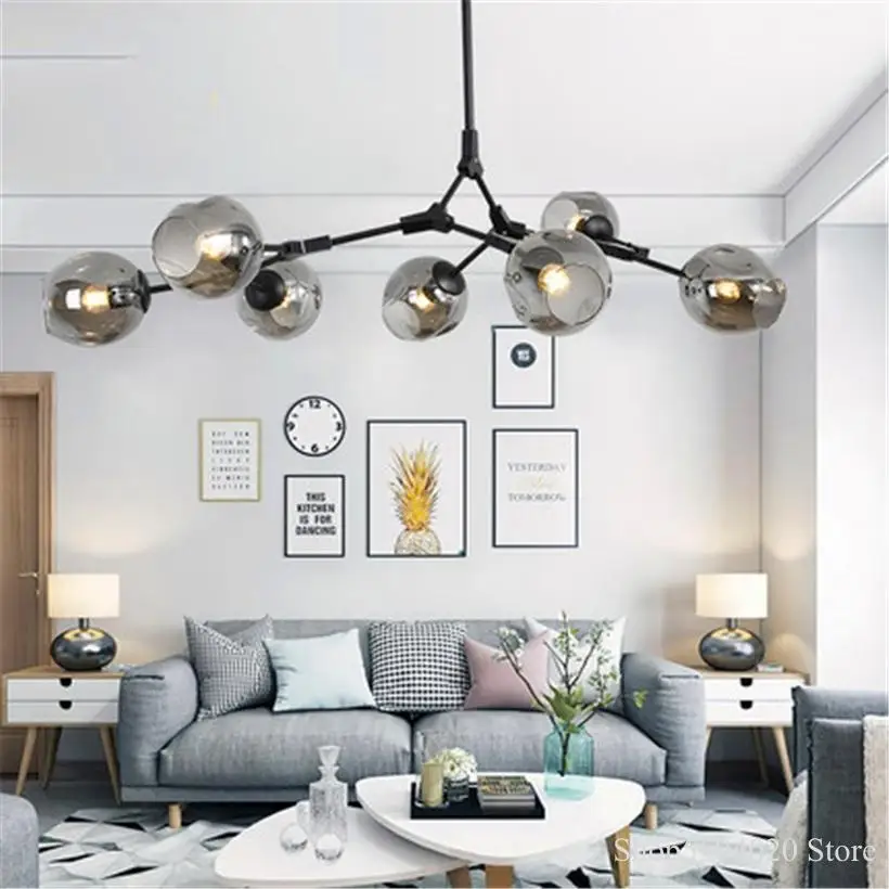 Modern LED Glass Black/gold Pendant Lights Hanging Lamp Light for Living Room Bedroom Luminaire Suspendu Hanglamp Lampadari