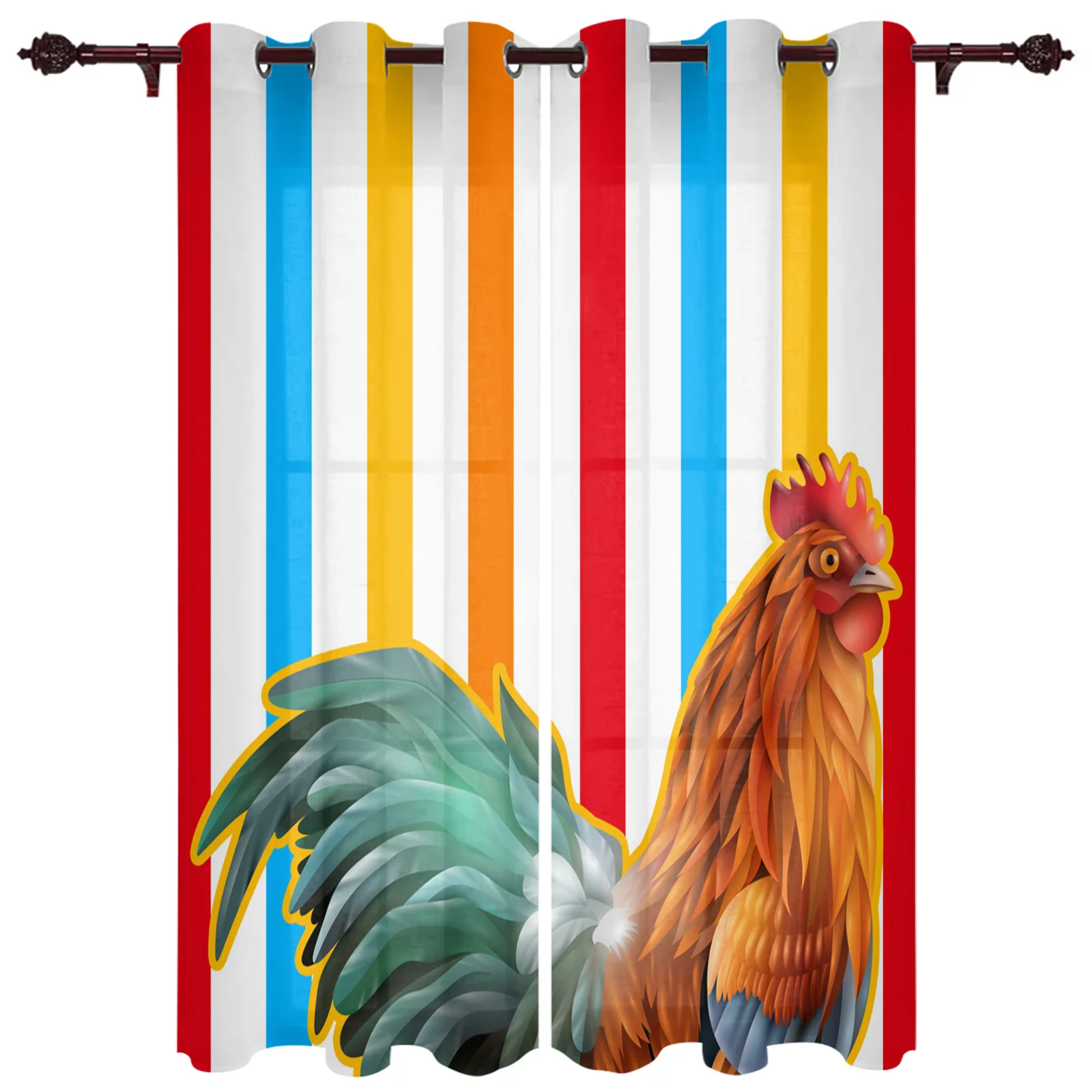 Modern Curtains Striped Cock Vintage Baby Room Bedroom Creative Window Curtains Kitchen Living Room Terrace Valance Curtains