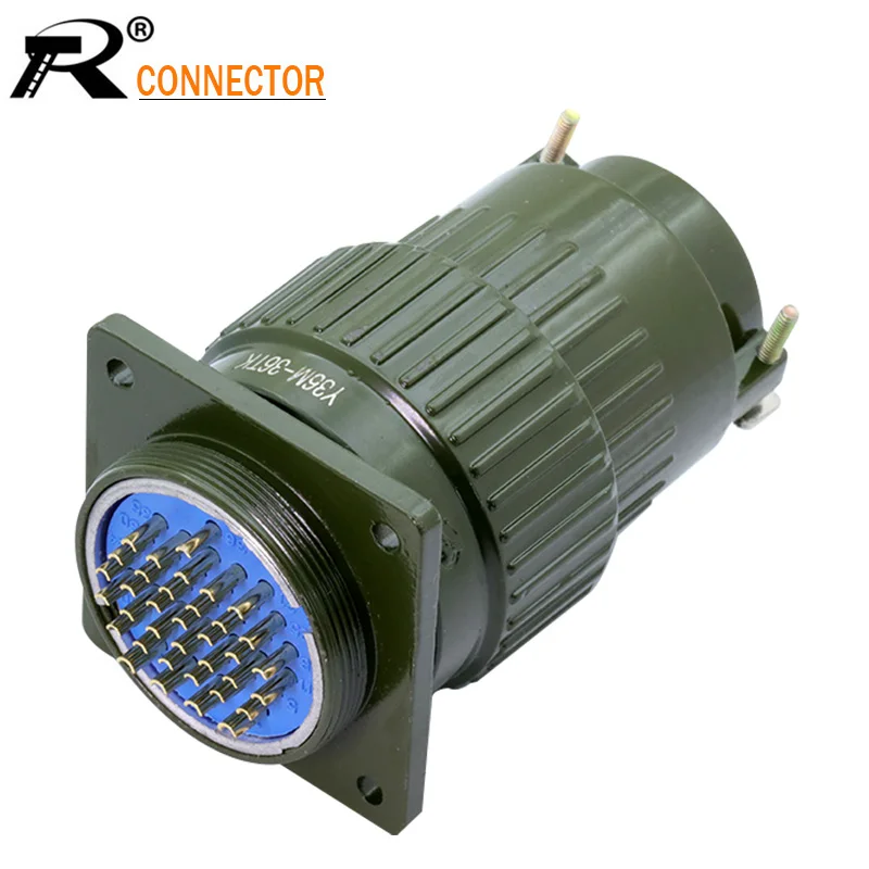 

1pc Y2M series 36mm Y36M Fast Buckle Aviation connector 4pin14pin16pin19pin36pin50pin65pin Army green male&female plug