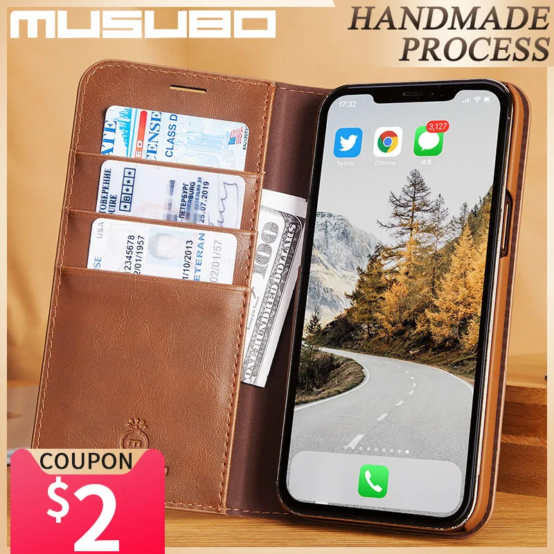 Musubo Luxury Leathr Card Case For iPhone 12 Pro Max 13 16 Pro XR Xs Max 8 Plus 7 15 Plus SE Stand Cover Flip Wallet Coque Capa