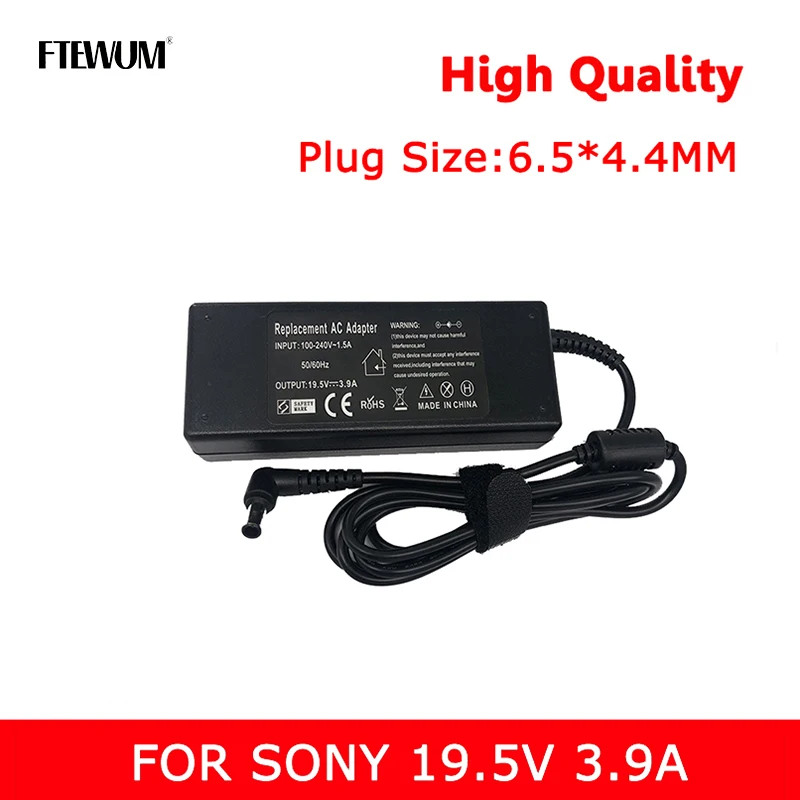 

19.5V 3.9A 76W 6.5*4.4mm Laptop Adapter Charger AC Notebook For Sony VGN-FZ150E/B VGN-NW265F PCG-394 VGP-AC19V37 AC19V33 Power