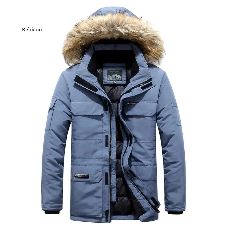 Winter Parka Mannen Thicken Coat Fur Hooded Warm Houden Jas Overjas Mannen Windjack Grote Zakken Parka Jas 5Xl 6Xl