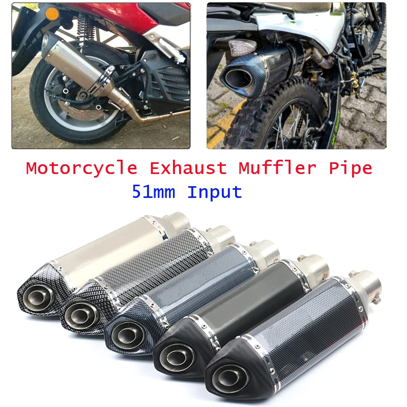 Tail Muffler Baffler Pipe Slip on For 51mm Header Stainless Steel Exhaust Silencer Pipe DB Killer Motorcycle 370mm Vent Tubes