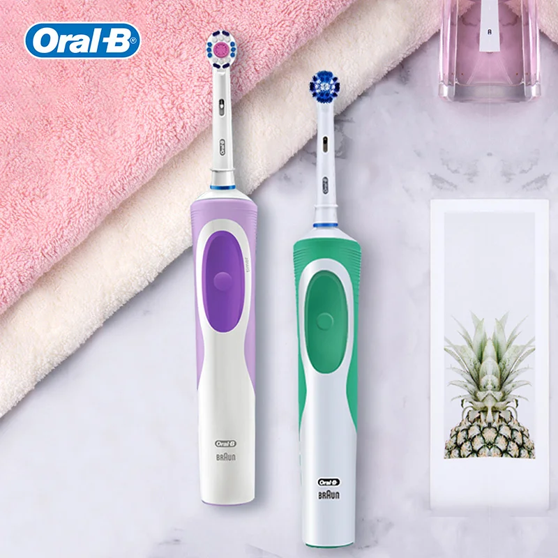 Oral B Dual Clean Electric Toothbrush Rotation Vibration Type Rechargeable Oral B Tooth Brush with 8 Brush Heads + Storage Box