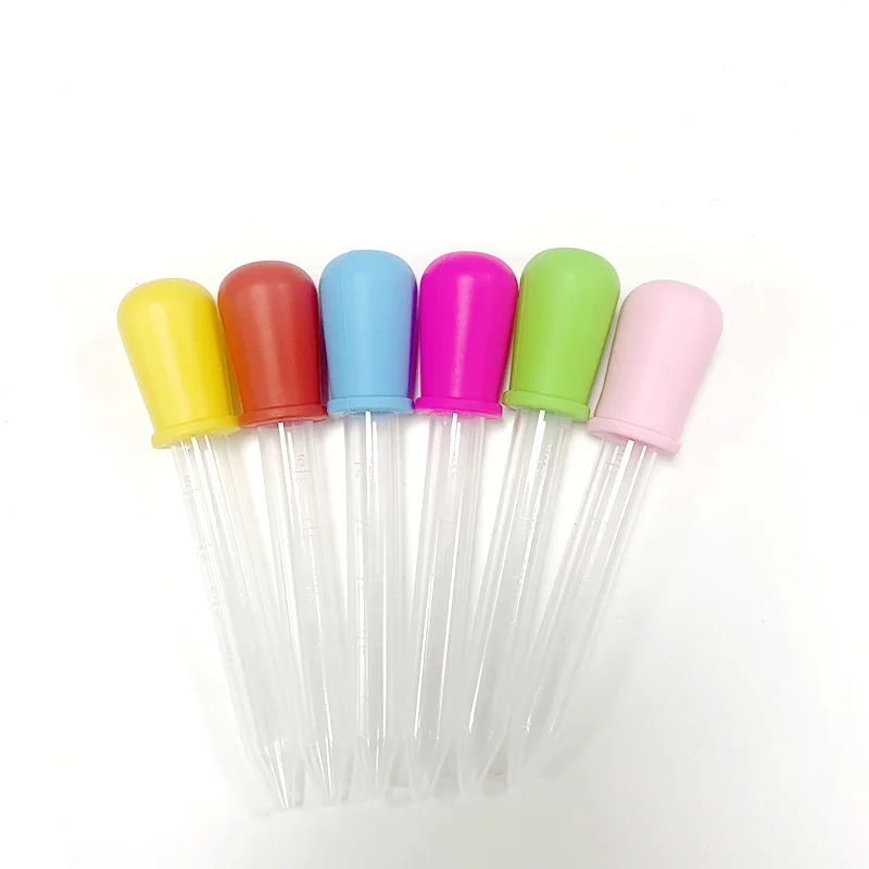 6PCS 5ML Plastic Pipette For Creativity Silicone Dropper Baby Feeding Medicine Liquid Pipette School Lab Supplies Fast Shipping