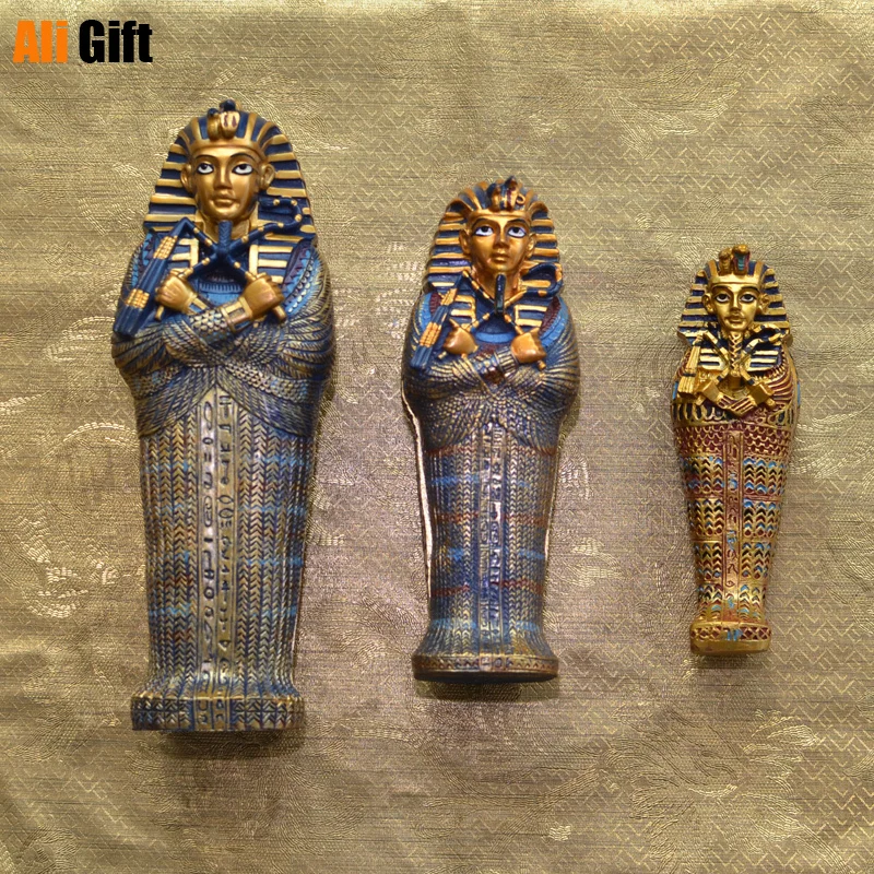 Ancient Egyptian Pyramid Dolls Creative Ancient Civilization Mummy Decoration Pharaoh Coffin Resin Model Gold Mask