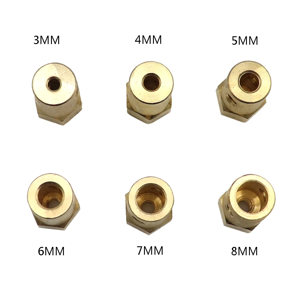 10pcs/lot 3mm 4mm 5mm 6mm 7mm 8mm Shaft Motor Flexible Coupling Tyre Wheel Brass Hex Coupler Set&wrench