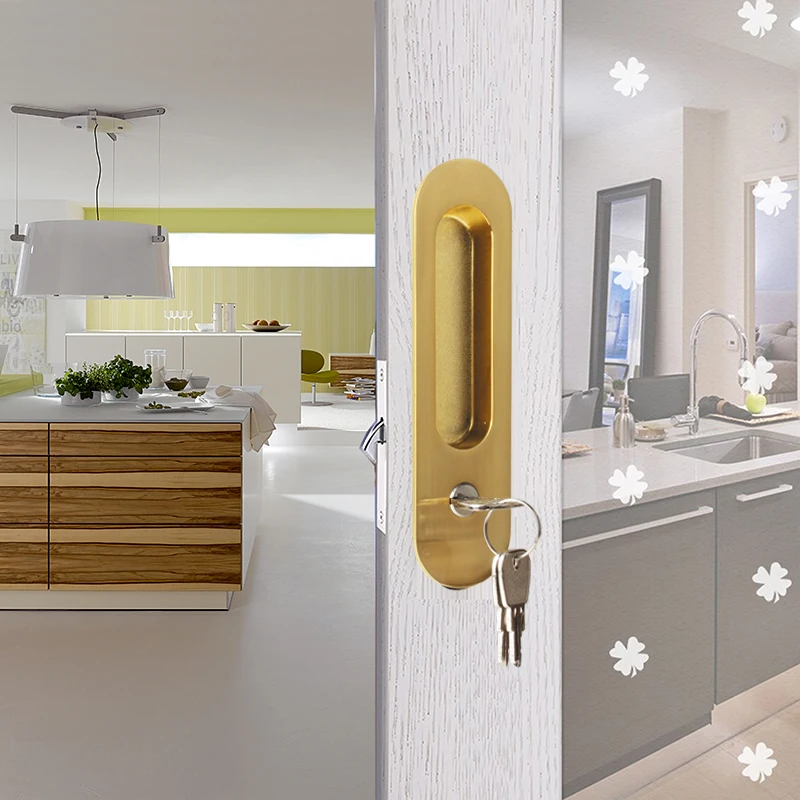 TOPKNORR Sliding Door Lock Invisible Indoor Sliding Door Lock Kitchen Folding Door Single Hook With Key Sliding Door Hook Lock