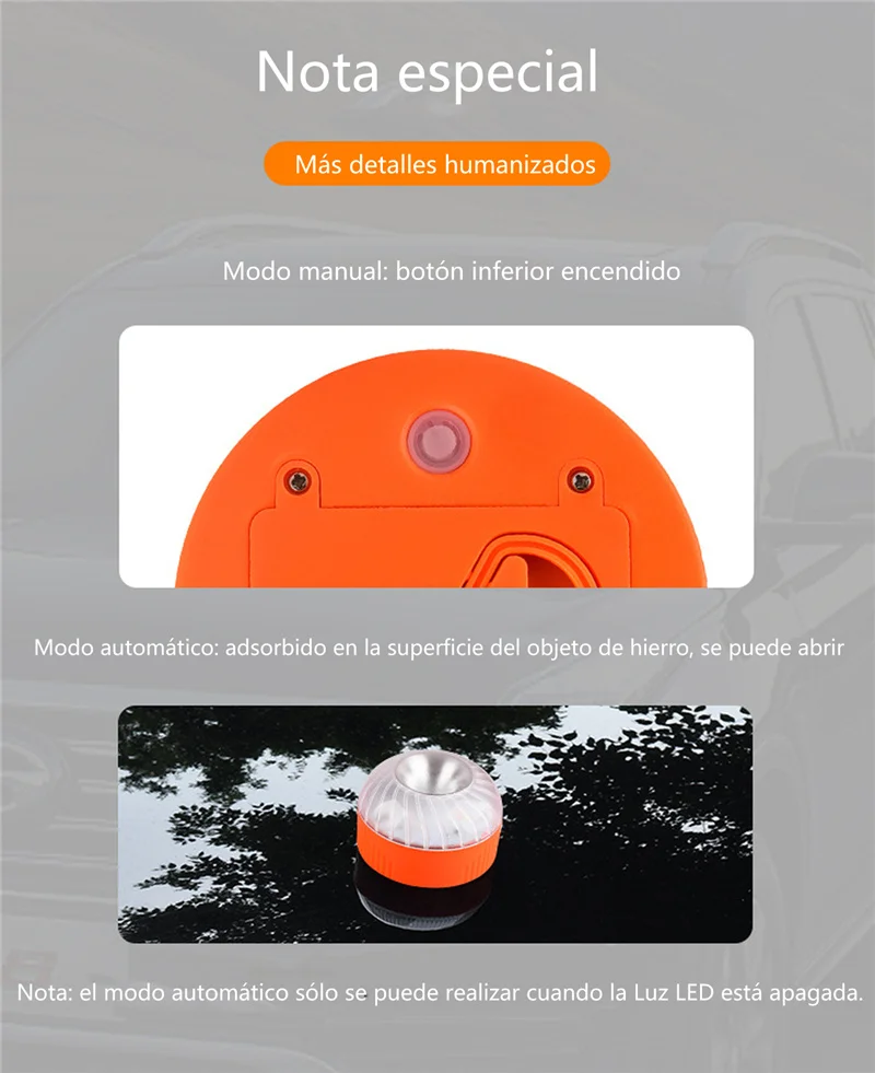 Car LED Emergency Light, Waterproof Traffic Safety Warning Light with Magnets & Hook