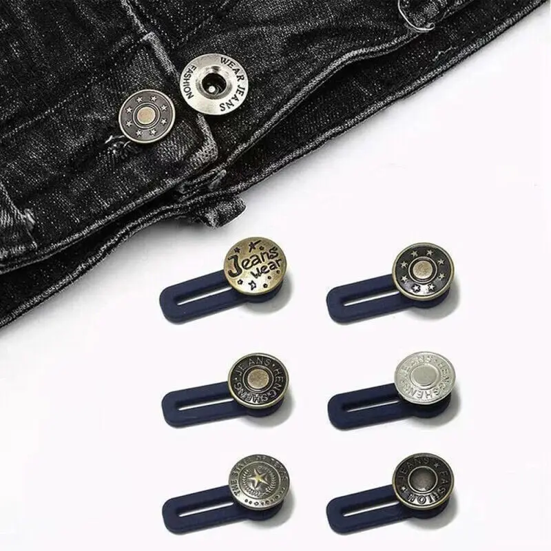 Botões de fivela retrátil de metal para roupas jeans cintura ajustável aumentar o prendedor da cintura botão estendido