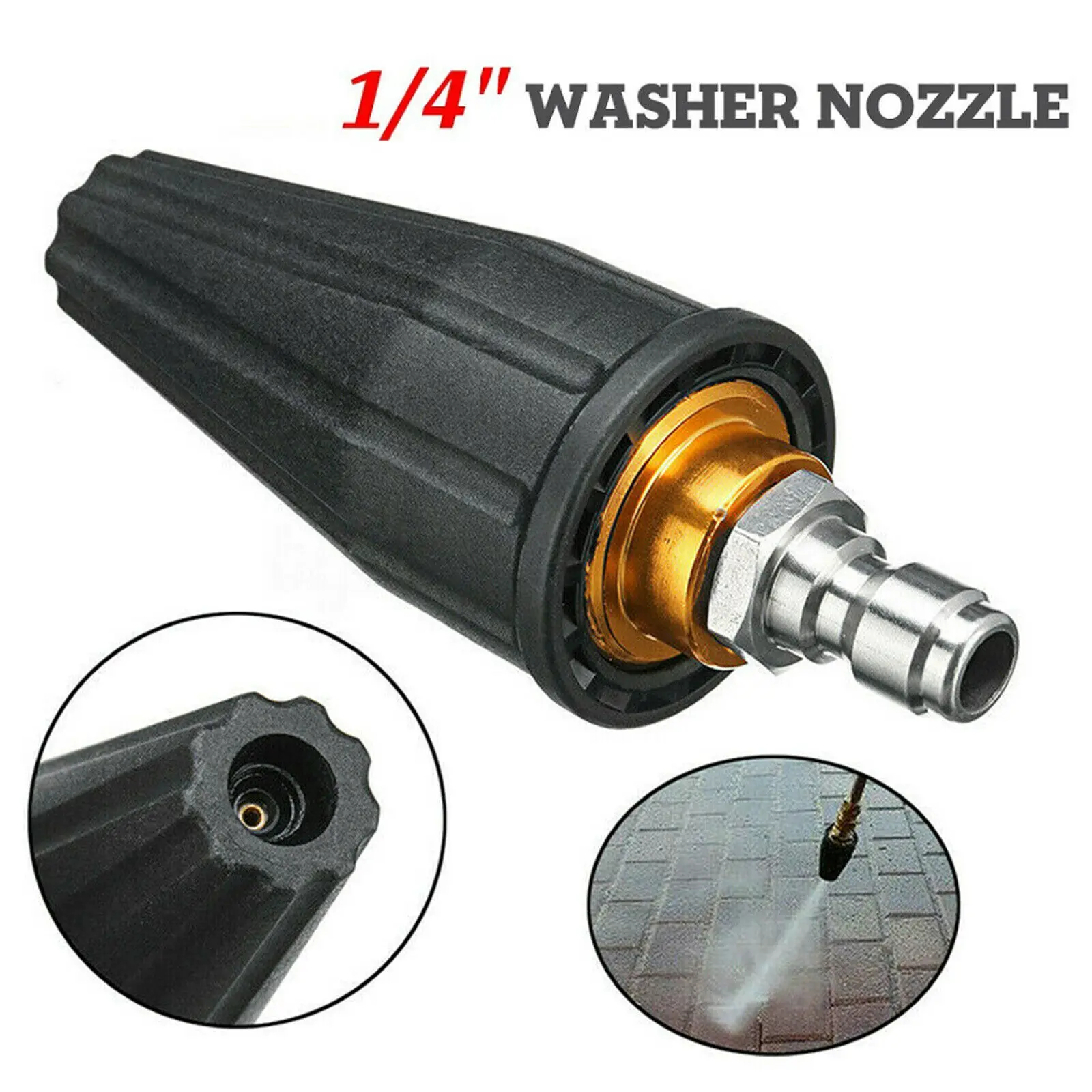 

1/4" High Pressure Washer Jet Wash Dirt Blaster Rotating Turbo Nozzle Spray Tip Car Accessories Interior Parts Car Products Auto