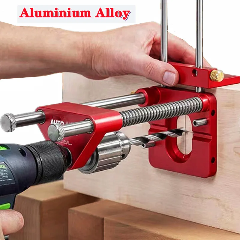 Aluminium Alloy Drill Locator Hole Drill Guide Dowel Jig Convenient Labor Saving Woodworking Drilling Template Guide Holder Tool