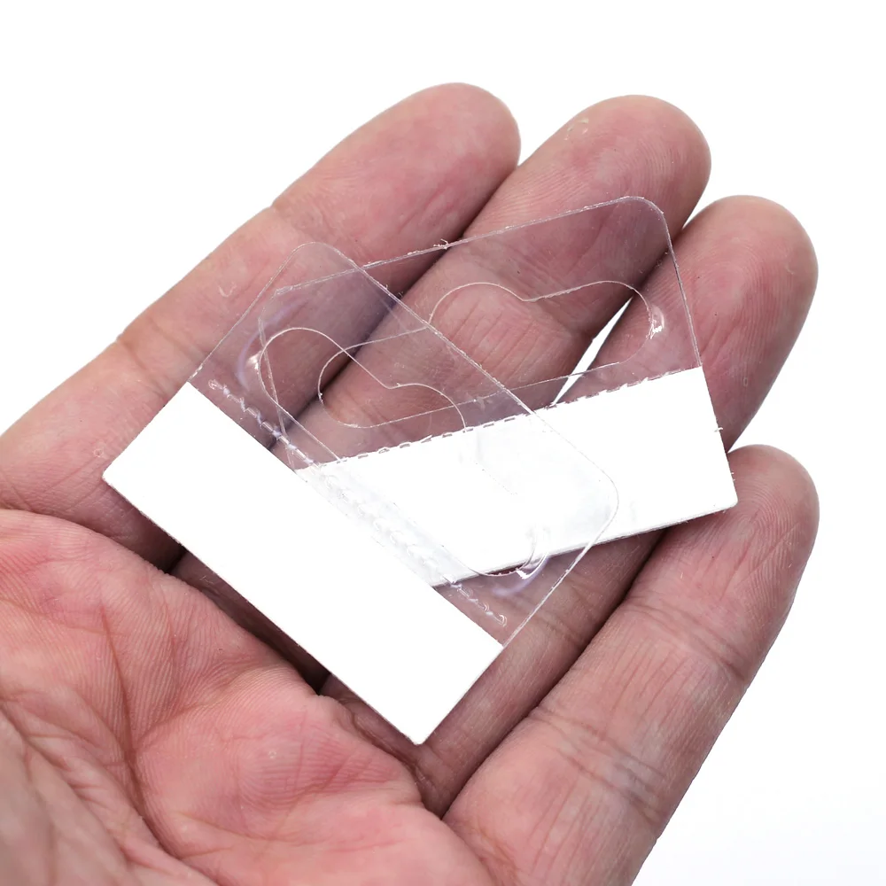 50Pcs Packaging Display Cards Tags Hanging With Adhesive Pasteable Parper PVC Transparent In Jewelry Findings 4.1cm