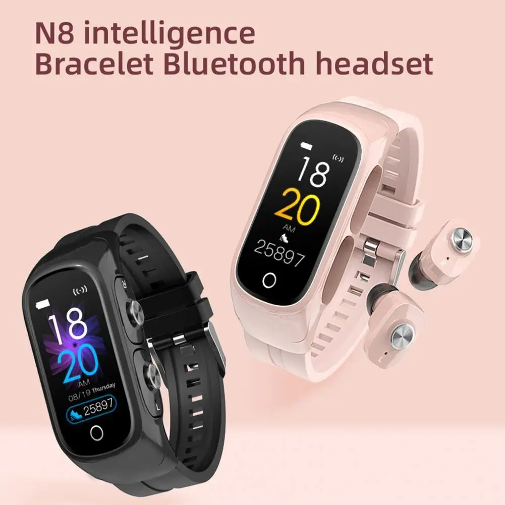 N8 Smart Watch 2 In1 Multifunctional Wireless TWS Bluetooth Earphone Bracelet Fitness Tracker Wristband Headset For Men Women