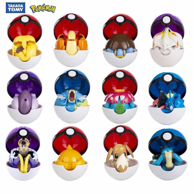 

New Genuine Pokemon Figure Pokeball Pikachu ASH-Greninja Lucario Set Elf Ball Toys Original Anime Doll Character Children's Gift